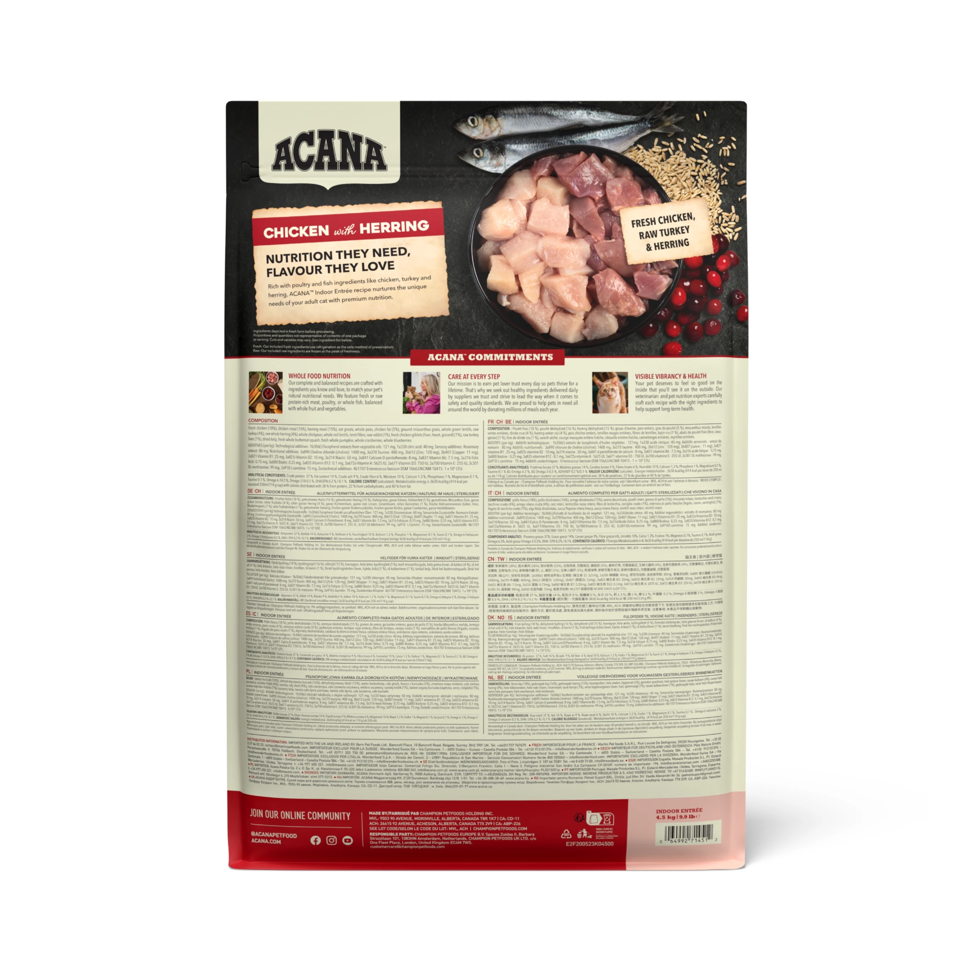 ACANA Cat Indoor Entree Chicken with Herring Back 4.5kg EMEA APAC ACANA Cat Indoor Entree Chicken with Herring Back 4.5kg EMEA APAC