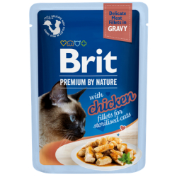 Brit Premium By Nature® Cat Pouches Fillets in Gravy Chicken for Sterilised 85gr Brit Premium By Nature® Cat Pouches Fillets in Gravy Chicken for Sterilised 85gr